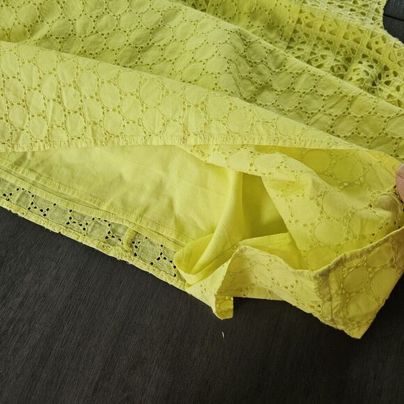 Old Navy Eyelet Lace Chartreuse Yellow Sleeveless Mini Dress Preppy Sz 8 PETITE - Picture 5 of 11